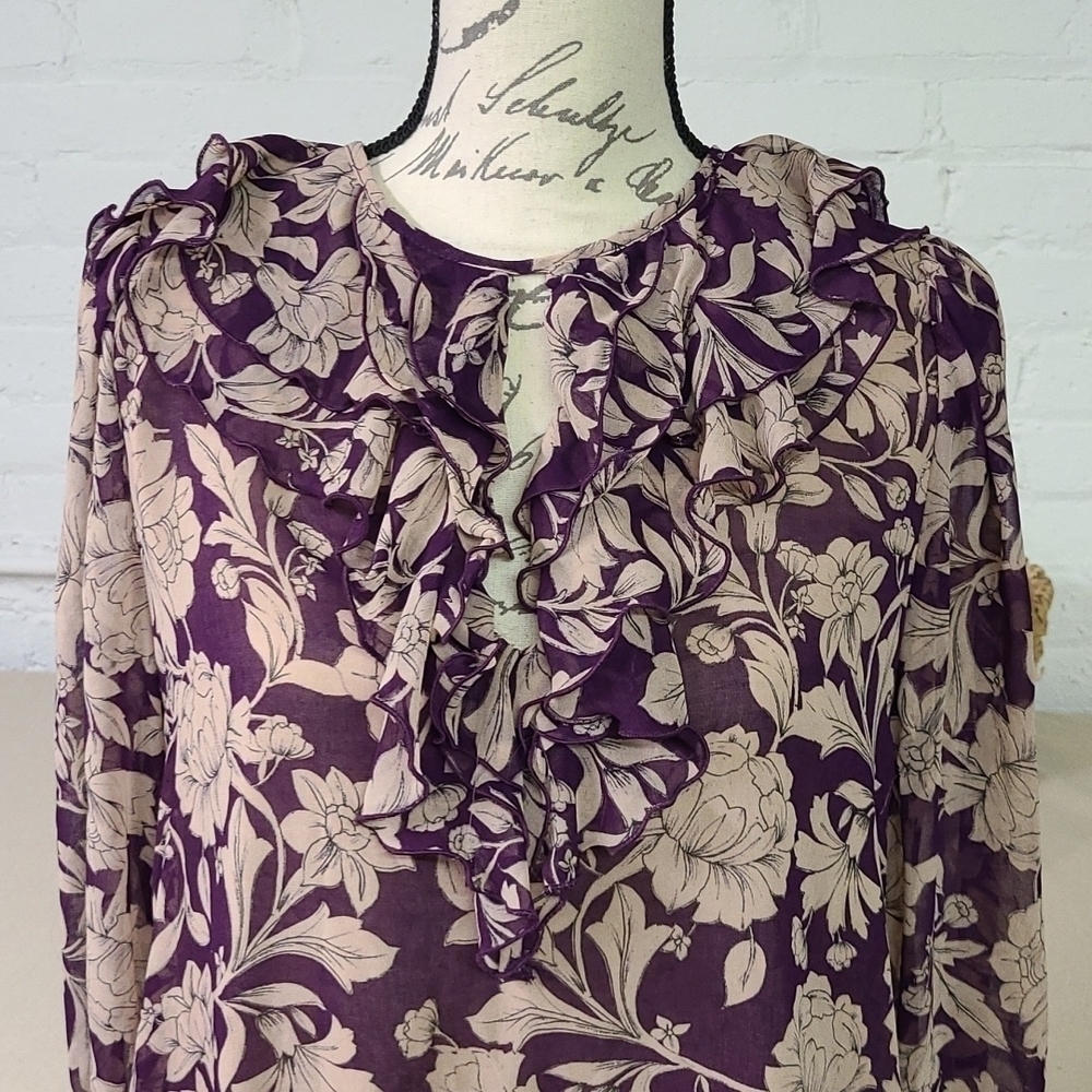 - ZARA Dress Ruffled Floral Size Medium - Picture 2 of 12